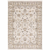 10' X 13' Ivory And Grey Oriental Power Loom Stain Resistant Area Rug With Fringe - Homeroots - Flyclothing LLC