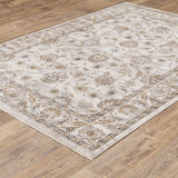 10' X 13' Ivory And Grey Oriental Power Loom Stain Resistant Area Rug With Fringe - Homeroots - Flyclothing LLC