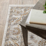 10' X 13' Ivory And Grey Oriental Power Loom Stain Resistant Area Rug With Fringe - Homeroots - Flyclothing LLC