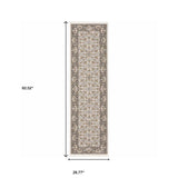 2' X 8' Ivory And Grey Oriental Power Loom Stain Resistant Runner Rug With Fringe - Homeroots - Flyclothing LLC
