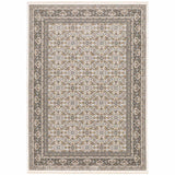 3' X 5' Ivory And Grey Oriental Power Loom Stain Resistant Area Rug With Fringe - Homeroots - Flyclothing LLC