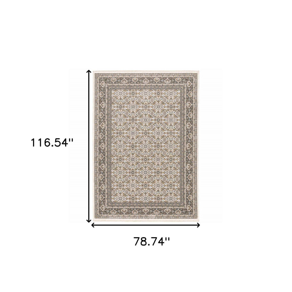 6' X 9' Ivory And Grey Oriental Power Loom Stain Resistant Area Rug With Fringe - Homeroots - Flyclothing LLC