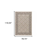 6' X 9' Ivory And Grey Oriental Power Loom Stain Resistant Area Rug With Fringe - Homeroots - Flyclothing LLC
