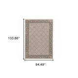 8' X 11' Ivory And Grey Oriental Power Loom Stain Resistant Area Rug With Fringe - Homeroots - Flyclothing LLC