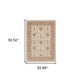 5' X 8' Rust And Ivory Oriental Power Loom Stain Resistant Area Rug With Fringe - Homeroots - Flyclothing LLC