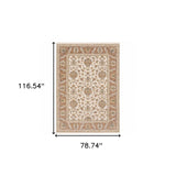 6' X 9' Rust And Ivory Oriental Power Loom Stain Resistant Area Rug With Fringe - Homeroots - Flyclothing LLC