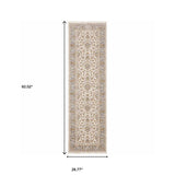 2' X 8' Ivory And Blue Oriental Power Loom Stain Resistant Runner Rug With Fringe - Homeroots - Flyclothing LLC
