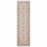 2' X 8' Ivory And Blue Oriental Power Loom Stain Resistant Runner Rug With Fringe - Homeroots - Flyclothing LLC