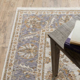 2' X 3' Ivory And Blue Oriental Power Loom Stain Resistant Area Rug With Fringe - Homeroots - Flyclothing LLC