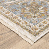 10' X 13' Ivory And Blue Oriental Power Loom Stain Resistant Area Rug With Fringe - Homeroots - Flyclothing LLC