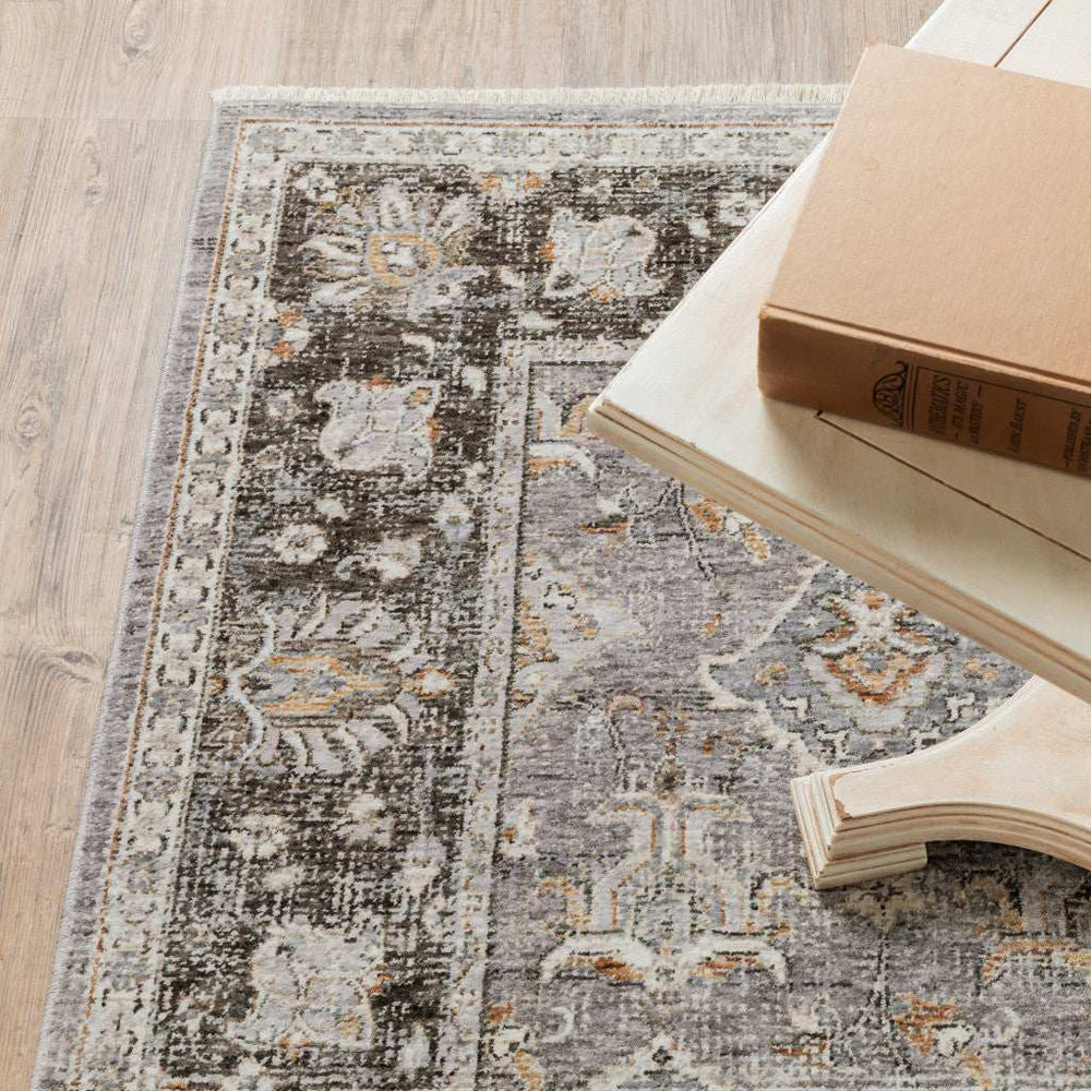 2' X 3' Grey And Blue Oriental Power Loom Stain Resistant Area Rug With Fringe - Homeroots - Flyclothing LLC