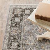 2' X 3' Grey And Blue Oriental Power Loom Stain Resistant Area Rug With Fringe - Homeroots - Flyclothing LLC