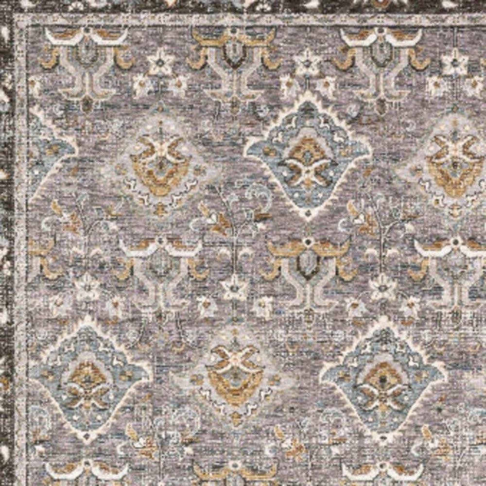 3' X 5' Grey And Blue Oriental Power Loom Stain Resistant Area Rug With Fringe - Homeroots - Flyclothing LLC