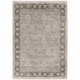 3' X 5' Grey And Blue Oriental Power Loom Stain Resistant Area Rug With Fringe - Homeroots - Flyclothing LLC