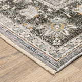 5' X 8' Grey And Blue Oriental Power Loom Stain Resistant Area Rug With Fringe - Homeroots - Flyclothing LLC