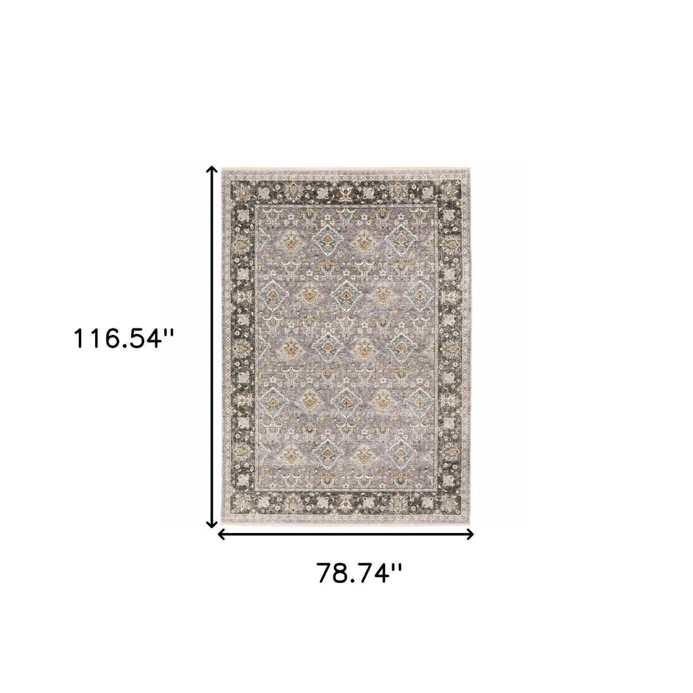 6' X 9' Grey And Blue Oriental Power Loom Stain Resistant Area Rug With Fringe - Homeroots - Flyclothing LLC
