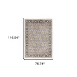 6' X 9' Grey And Blue Oriental Power Loom Stain Resistant Area Rug With Fringe - Homeroots - Flyclothing LLC