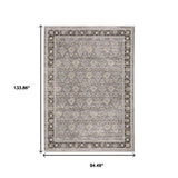 8' X 11' Grey And Blue Oriental Power Loom Stain Resistant Area Rug With Fringe - Homeroots - Flyclothing LLC