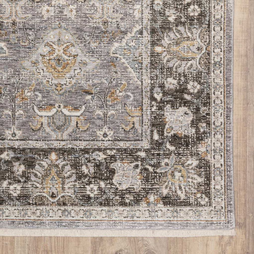 10' X 13' Grey And Blue Oriental Power Loom Stain Resistant Area Rug With Fringe - Homeroots - Flyclothing LLC