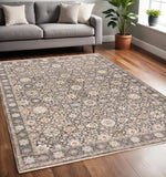 5' X 8' Grey And Ivory Oriental Power Loom Stain Resistant Area Rug With Fringe - Homeroots - Flyclothing LLC