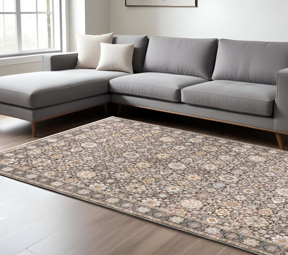 6' X 9' Grey And Ivory Oriental Power Loom Stain Resistant Area Rug With Fringe - Homeroots - Flyclothing LLC