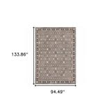 8' X 11' Grey And Ivory Oriental Power Loom Stain Resistant Area Rug With Fringe - Homeroots - Flyclothing LLC