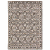 8' X 11' Grey And Ivory Oriental Power Loom Stain Resistant Area Rug With Fringe - Homeroots - Flyclothing LLC