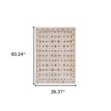 3' X 5' Ivory And Gold Oriental Power Loom Stain Resistant Area Rug With Fringe - Homeroots - Flyclothing LLC