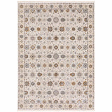 5' X 8' Ivory And Gold Oriental Power Loom Stain Resistant Area Rug With Fringe - Homeroots - Flyclothing LLC