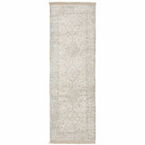 2' X 8' Beige And Charcoal Oriental Hand Loomed Stain Resistant Runner Rug With Fringe - Homeroots - Flyclothing LLC