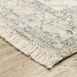 2' X 8' Beige And Charcoal Oriental Hand Loomed Stain Resistant Runner Rug With Fringe - Homeroots - Flyclothing LLC