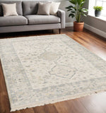 5' X 8' Beige And Charcoal Oriental Hand Loomed Stain Resistant Area Rug With Fringe - Homeroots - Flyclothing LLC