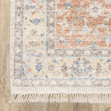 10' X 13' Orange And Blue Oriental Hand Loomed Stain Resistant Area Rug With Fringe - Homeroots - Flyclothing LLC
