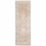 2' X 8' Orange And Blue Oriental Hand Loomed Stain Resistant Runner Rug With Fringe - Homeroots - Flyclothing LLC