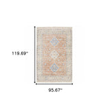 8' X 10' Orange And Blue Oriental Hand Loomed Stain Resistant Area Rug With Fringe - Homeroots - Flyclothing LLC