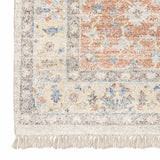 8' X 10' Orange And Blue Oriental Hand Loomed Stain Resistant Area Rug With Fringe - Homeroots - Flyclothing LLC