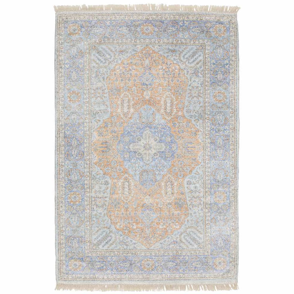 10' X 13' Blue And Red Oriental Hand Loomed Stain Resistant Area Rug With Fringe - Homeroots - Flyclothing LLC