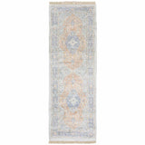 2' X 8' Blue And Red Oriental Hand Loomed Stain Resistant Runner Rug With Fringe - Homeroots - Flyclothing LLC