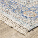 2' X 8' Blue And Red Oriental Hand Loomed Stain Resistant Runner Rug With Fringe - Homeroots - Flyclothing LLC
