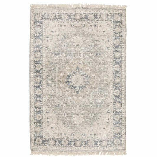 10' X 13' Beige And Grey Oriental Hand Loomed Stain Resistant Area Rug With Fringe - Homeroots - Flyclothing LLC