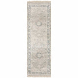 2' X 8' Beige And Grey Oriental Hand Loomed Stain Resistant Runner Rug With Fringe - Homeroots - Flyclothing LLC