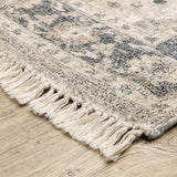 2' X 8' Beige And Grey Oriental Hand Loomed Stain Resistant Runner Rug With Fringe - Homeroots - Flyclothing LLC