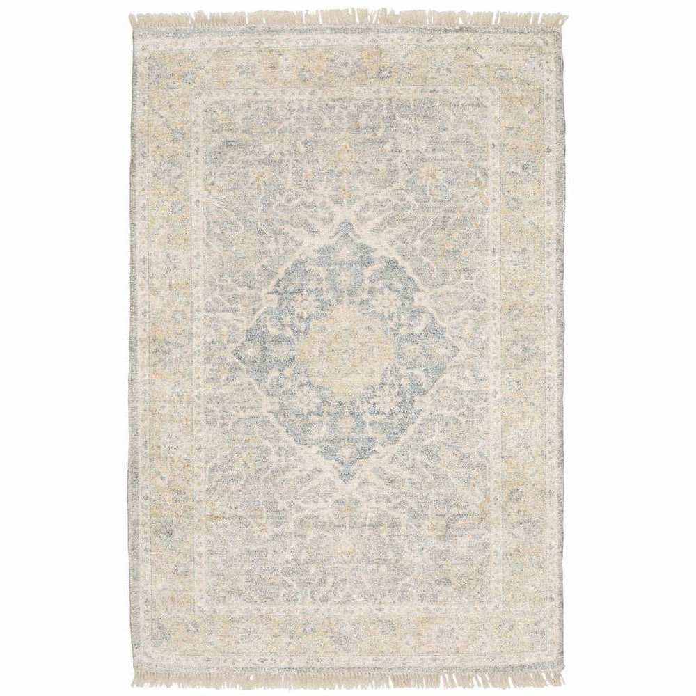 5' X 8' Grey And Beige Oriental Hand Loomed Stain Resistant Area Rug With Fringe - Homeroots - Flyclothing LLC