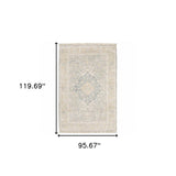 8' X 10' Grey And Beige Oriental Hand Loomed Stain Resistant Area Rug With Fringe - Homeroots - Flyclothing LLC