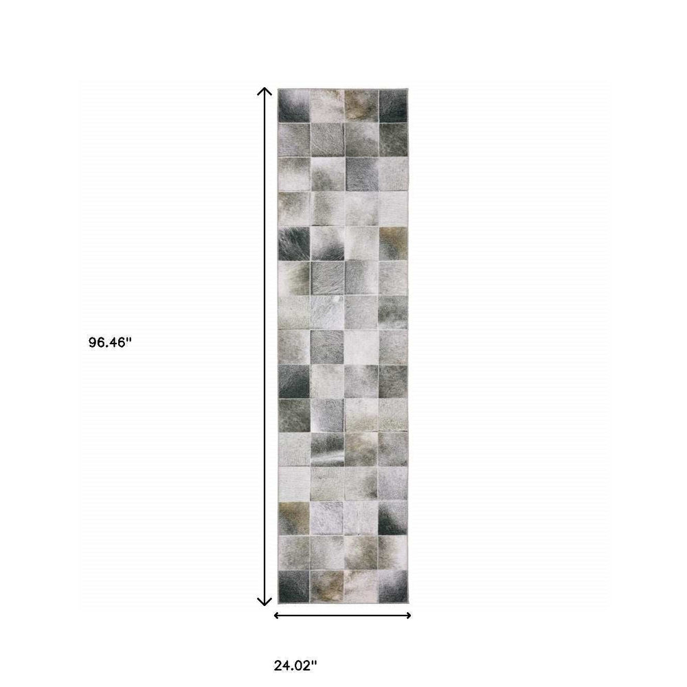 2' X 8' Grey Charcoal Brown And Beige Geometric Power Loom Stain Resistant Runner Rug - Homeroots - Flyclothing LLC