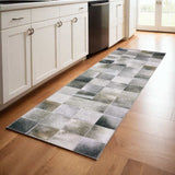 2' X 8' Grey Charcoal Brown And Beige Geometric Power Loom Stain Resistant Runner Rug - Homeroots - Flyclothing LLC