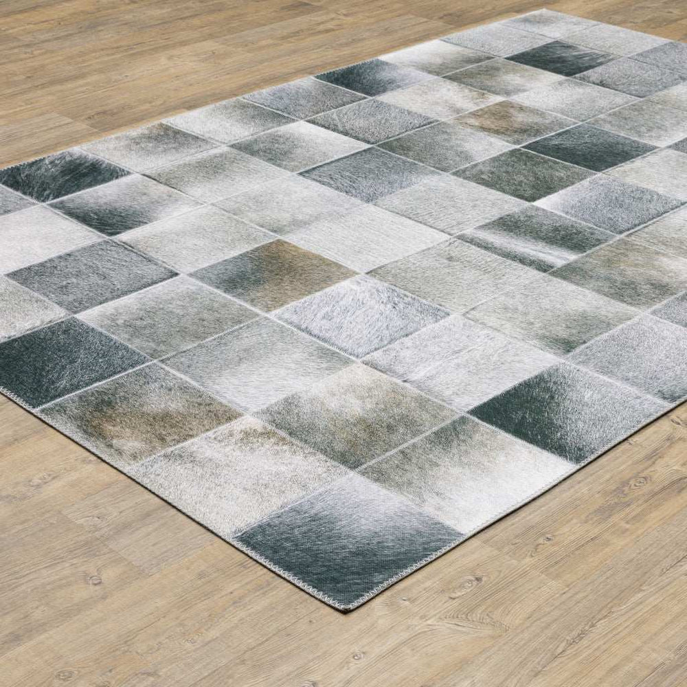 9' X 12' Grey Charcoal Brown And Beige Geometric Power Loom Stain Resistant Area Rug - Homeroots - Flyclothing LLC