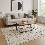 5' X 7' Beige Brown Grey And Ivory Geometric Power Loom Stain Resistant Area Rug - Homeroots - Flyclothing LLC