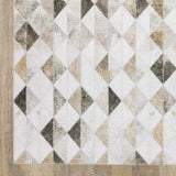 5' X 7' Beige Brown Grey And Ivory Geometric Power Loom Stain Resistant Area Rug - Homeroots - Flyclothing LLC