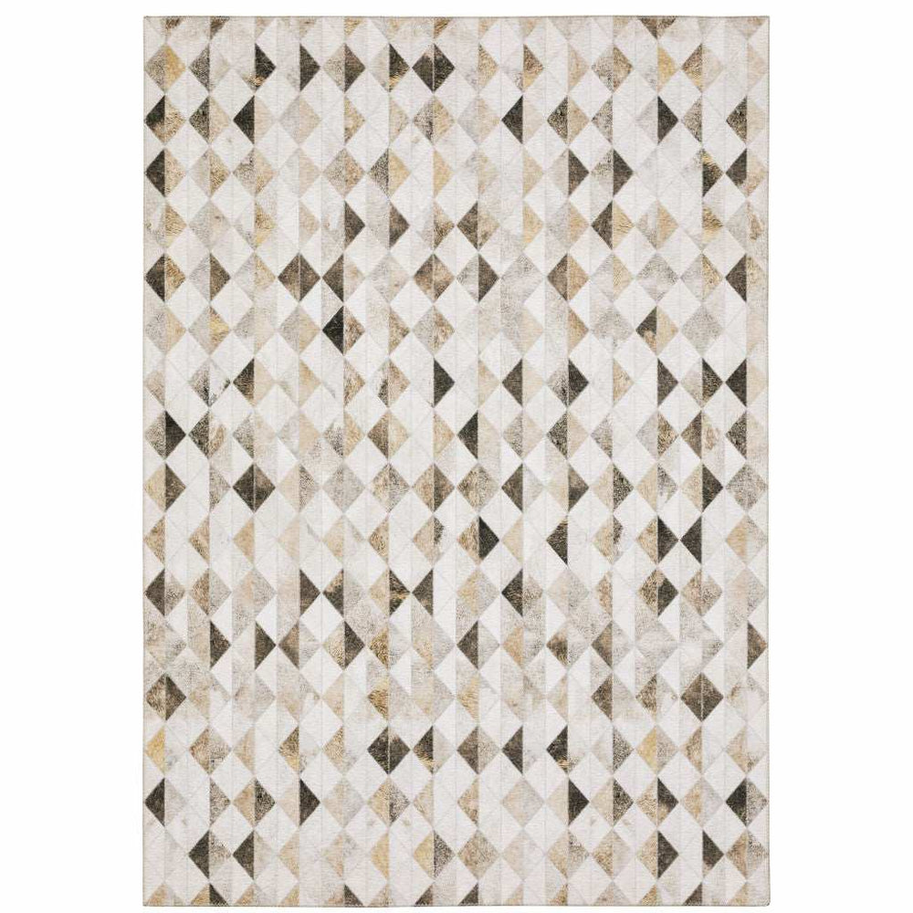 8' X 10' Beige Brown Grey And Ivory Geometric Power Loom Stain Resistant Area Rug - Homeroots - Flyclothing LLC